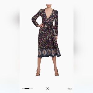 Etro Berry Print Wrap  Midi Dress, size 44 (8 us)